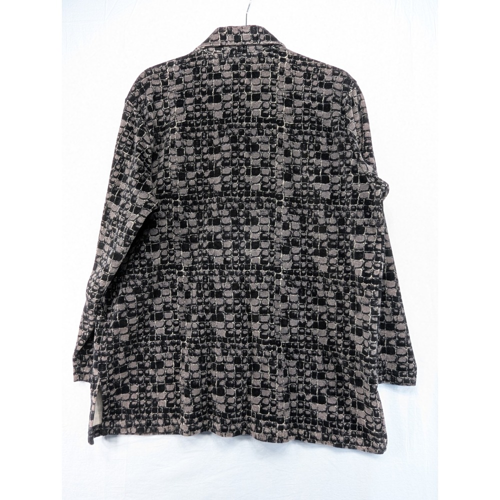 Basic Editions Textured Geometric Print Button Do… - image 2